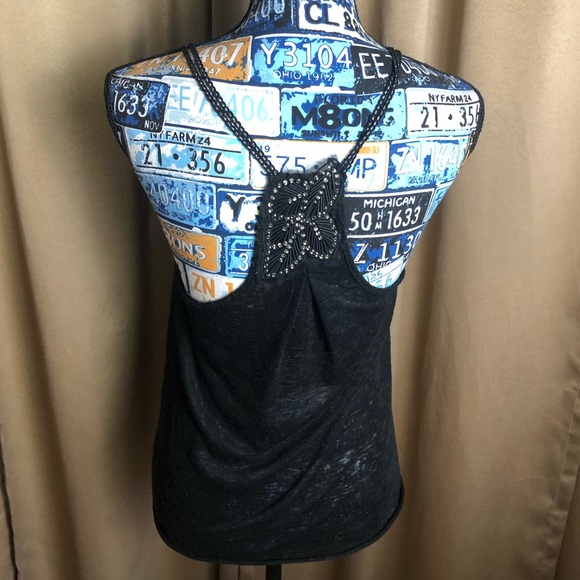 Free People Knit Noodle Strap Tank Top with Leaf Details - Picture 6 of 11